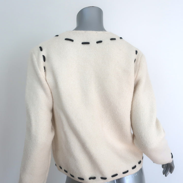 Rails Juliette Top-Stitched Cardigan Ivory Size Small NEW