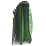 Valentino Rockstud Wristlet Clutch Bag Green Leather