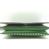Valentino Rockstud Wristlet Clutch Bag Green Leather