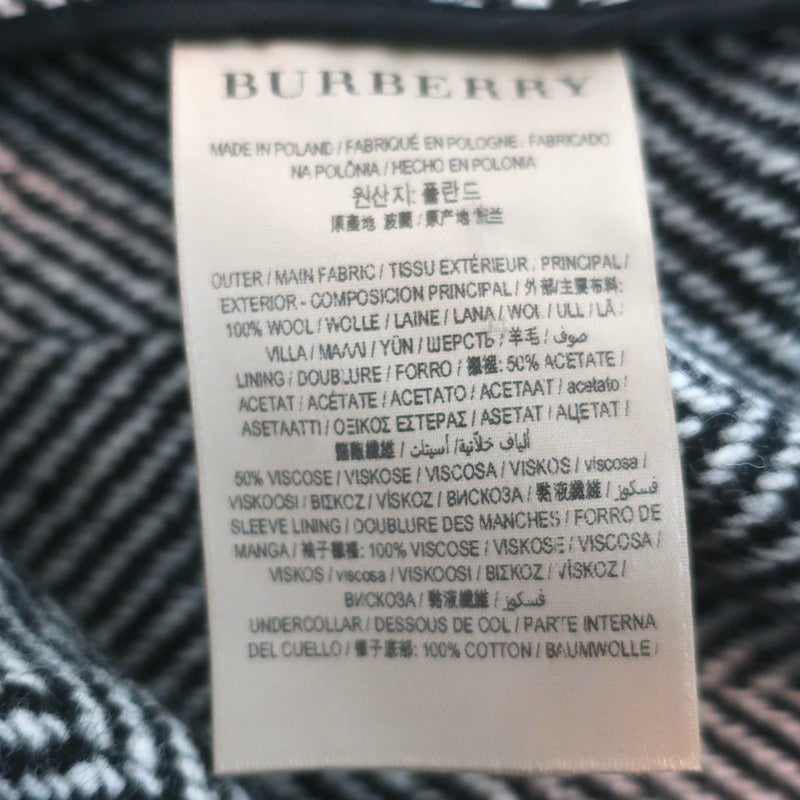 Burberry Donegal Herringbone Tweed Double Breasted Coat Black/White Size US 4