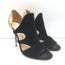 Jimmy Choo Tarine Cutout Sandals Black Suede & Gold Metallic Leather Size 37.5