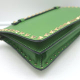 Valentino Rockstud Wristlet Clutch Bag Green Leather