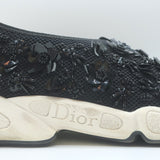 Christian Dior Fusion Floral Beaded Sneakers Black Mesh Size 41