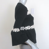 Giambattista Valli Floral-Embroidered Bell Sleeve Cardigan Black Size 40