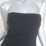 Bottega Veneta Strapless Midi Dress Black Stretch Wool Size 42