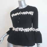Giambattista Valli Floral-Embroidered Bell Sleeve Cardigan Black Size 40