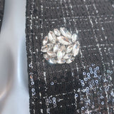Balmain Sequined Tweed Crystal-Embellished Jacket Black Size 38