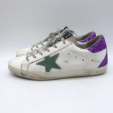 Golden Goose Superstar Glitter-Heel Sneakers White Leather & Purple Size 40