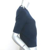 Chanel Pearl Pin-Embellished Cashmere Sweater Navy Size 36 Short Sleeve Top