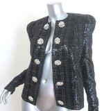 Balmain Sequined Tweed Crystal-Embellished Jacket Black Size 38