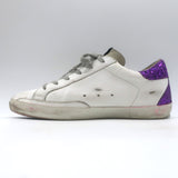 Golden Goose Superstar Glitter-Heel Sneakers White Leather & Purple Size 40