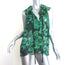 Lanvin Ruffle Blouse Green Floral Print Chiffon Size 36 Sleeveless Top