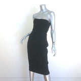 Bottega Veneta Strapless Midi Dress Black Stretch Wool Size 42