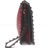 Valentino Rockstud Wristlet Clutch Bag Red Snakeskin