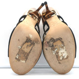 Jimmy Choo Tarine Cutout Sandals Black Suede & Gold Metallic Leather Size 37.5