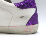 Golden Goose Superstar Glitter-Heel Sneakers White Leather & Purple Size 40