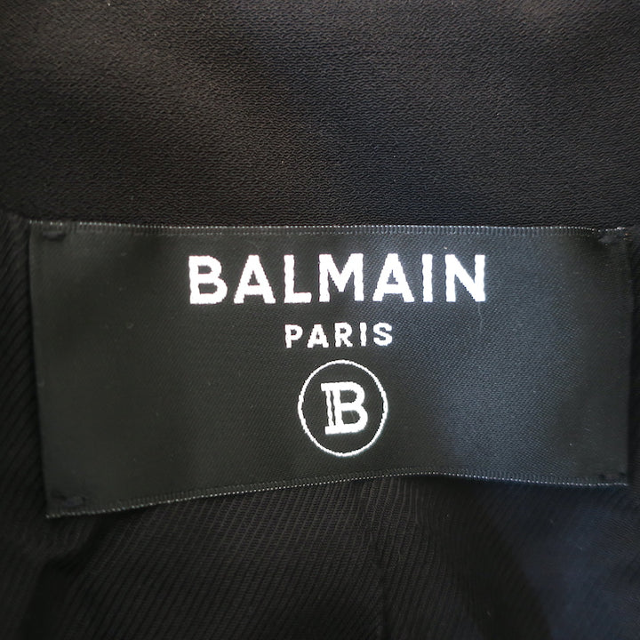 Balmain Sequined Tweed Crystal-Embellished Jacket Black Size 38