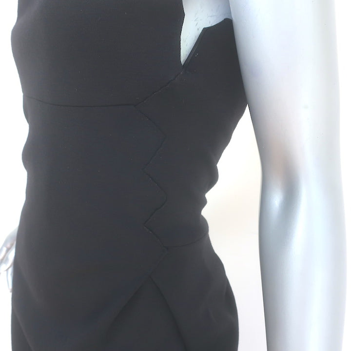 Bottega Veneta Strapless Midi Dress Black Stretch Wool Size 42