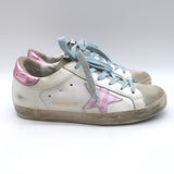 Golden Goose Superstar Gingham Star Sneakers White/Pink Metallic Leather Size 36