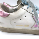 Golden Goose Superstar Gingham Star Sneakers White/Pink Metallic Leather Size 36