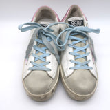 Golden Goose Superstar Gingham Star Sneakers White/Pink Metallic Leather Size 36