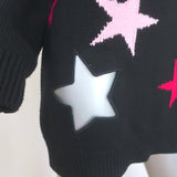 Givenchy Star Cutout Sweater Black & Pink Wool Size Medium Oversize Pullover