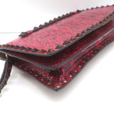 Valentino Rockstud Wristlet Clutch Bag Red Snakeskin