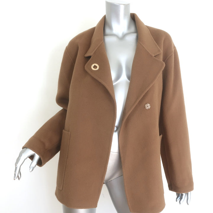 Maje Vottam Belted Wrap Jacket Camel Double-Faced Wool Size 36 NEW