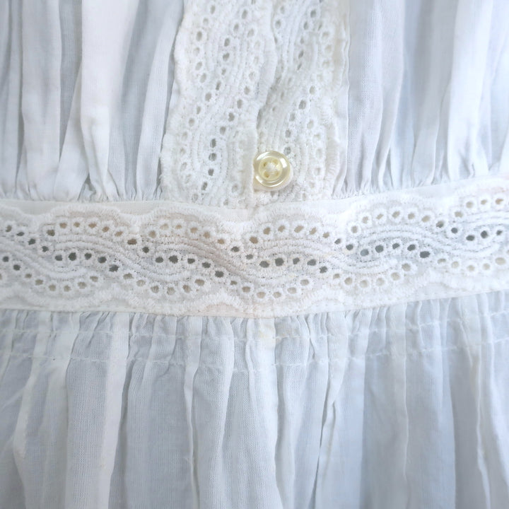 THE GREAT The Cachet Eyelet Lace-Trimmed Midi Dress White Cotton Size 0
