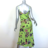 Silk Laundry 90s Slip Dress Lime Magic Mushroom Print Satin Size Small