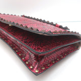 Valentino Rockstud Wristlet Clutch Bag Red Snakeskin