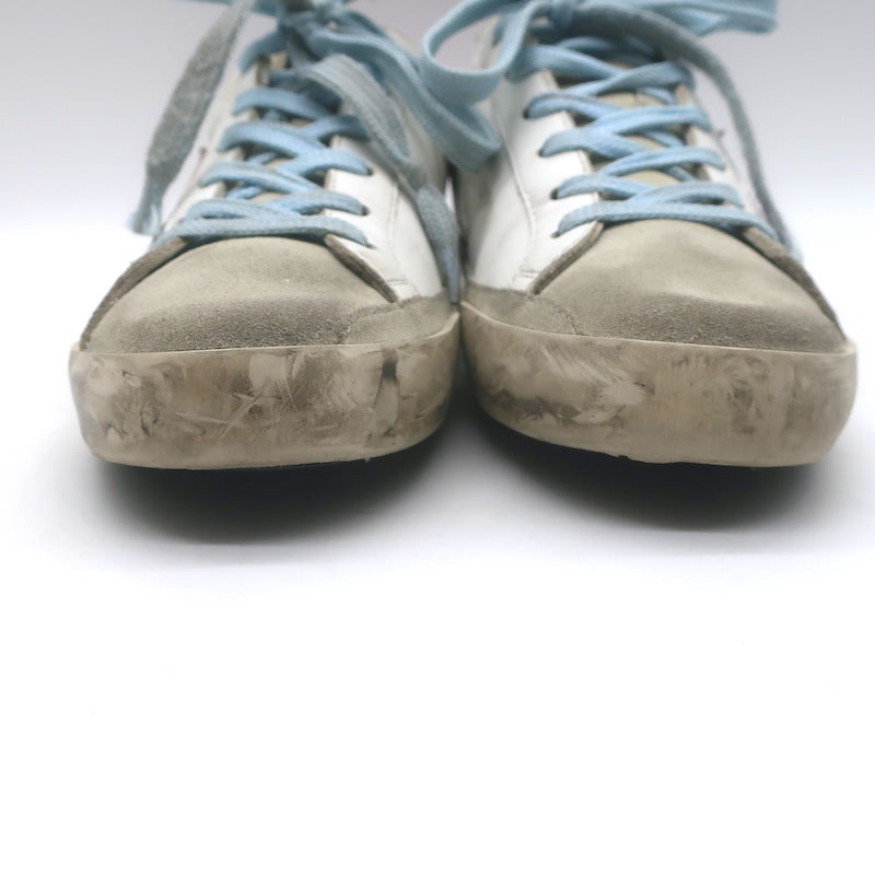 Golden Goose Superstar Gingham Star Sneakers White/Pink Metallic Leather Size 36