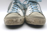 Golden Goose Superstar Gingham Star Sneakers White/Pink Metallic Leather Size 36