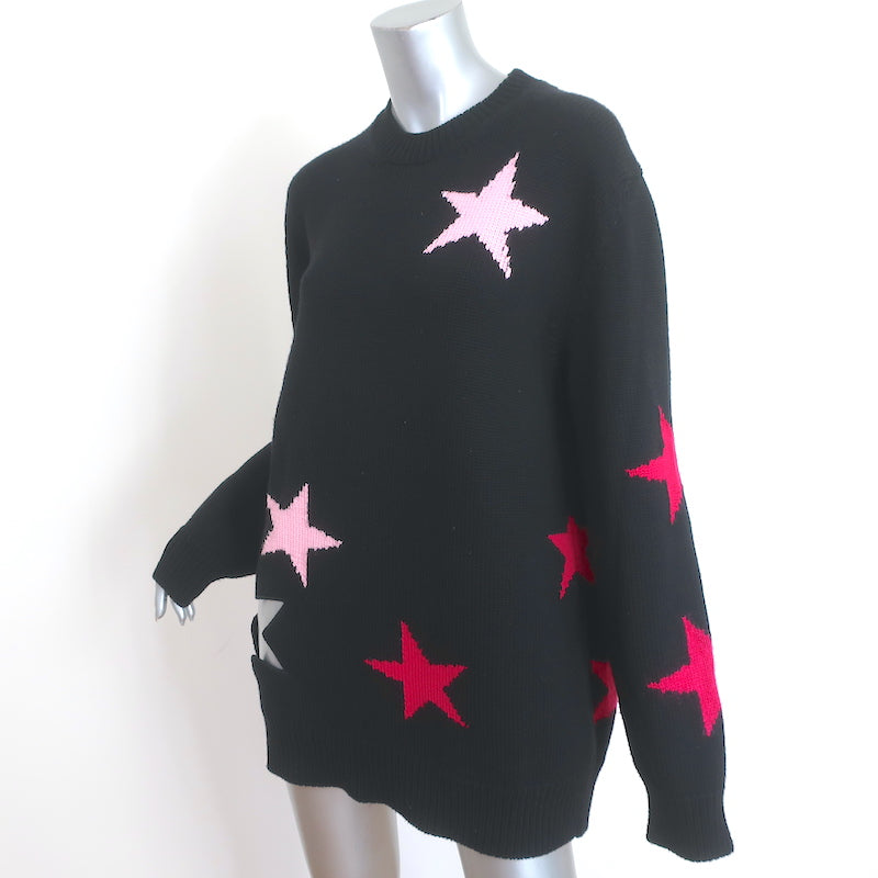 Givenchy Star Cutout Sweater Black &amp; Pink Wool Size Medium Oversize Pullover