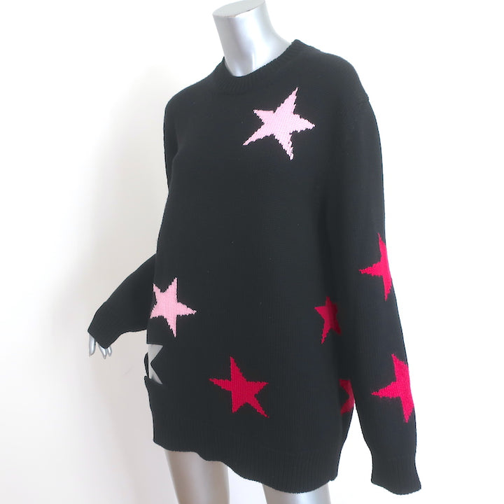 Givenchy Star Cutout Sweater Black &amp; Pink Wool Size Medium Oversize Pullover