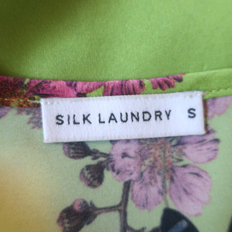 Silk Laundry 90s Slip Dress Lime Magic Mushroom Print Satin Size Small Celebrity Owned Silk Laundry 90s Slip Dress Lime Magic Mushroom Print Satin Size Small Celebrity Owned