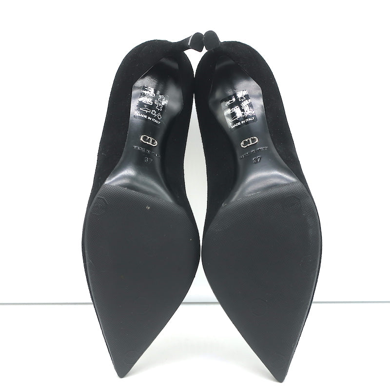 Christian Dior Essence 70 Pumps Black Suede Size 37 Pointed Toe Heels