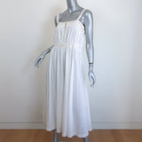 THE GREAT The Cachet Eyelet Lace-Trimmed Midi Dress White Cotton Size 0