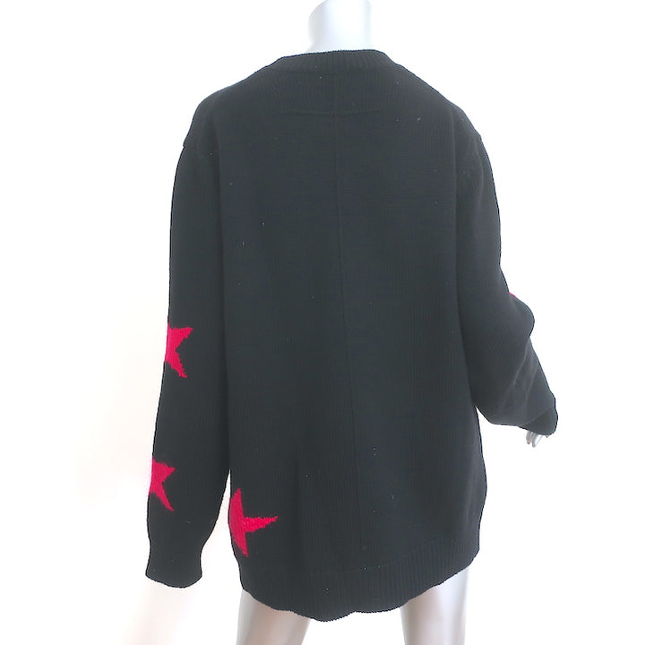 Givenchy Star Cutout Sweater Black &amp; Pink Wool Size Medium Oversize Pullover