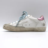 Golden Goose Superstar Gingham Star Sneakers White/Pink Metallic Leather Size 36