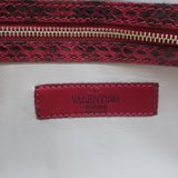 Valentino Rockstud Wristlet Clutch Bag Red Snakeskin