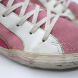 Golden Goose Slide High Top Sneakers Pink Canvas & Suede Size 40