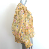 Isabel Marant Muster Ruffle Blouse Yellow Floral Print Size 40 Open-Back Top