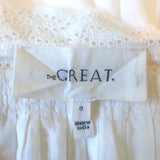 THE GREAT The Cachet Eyelet Lace-Trimmed Midi Dress White Cotton Size 0