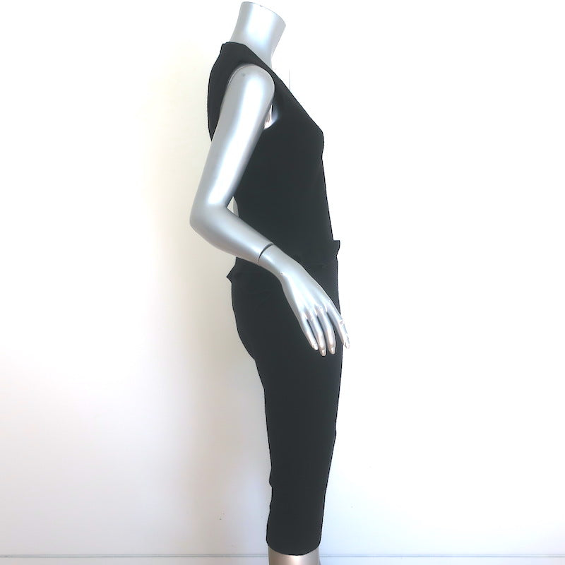 Bottega Veneta Sleeveless Ruffled Peplum Dress Black Wool Crepe Size 40