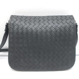 Bottega Veneta Woven Flap Small Crossbody Bag Charcoal Intrecciato Leather