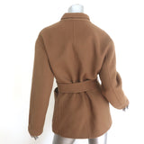Maje Vottam Belted Wrap Jacket Camel Double-Faced Wool Size 36 NEW