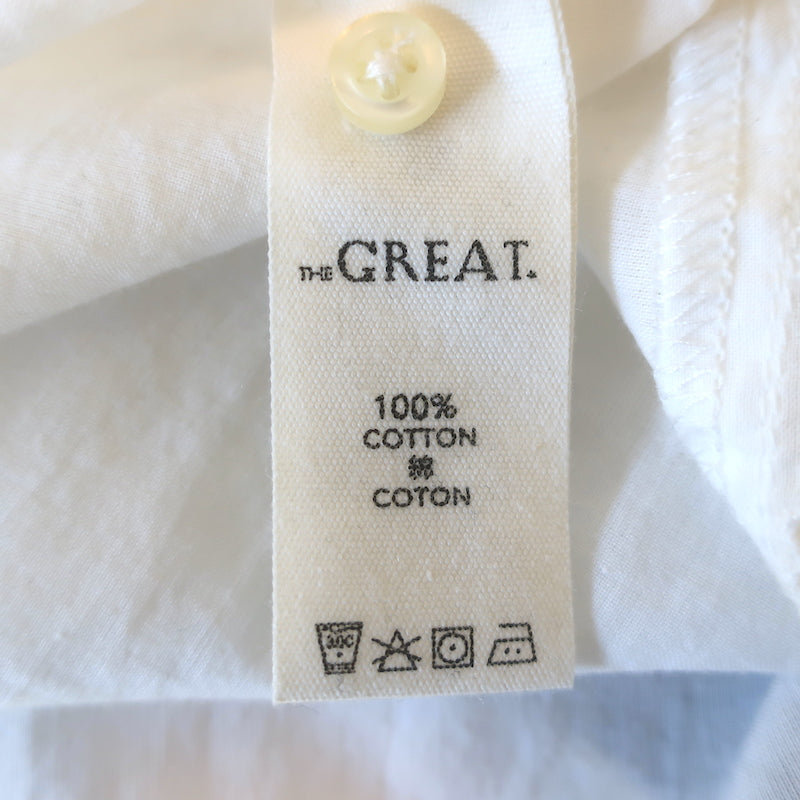 THE GREAT The Cachet Eyelet Lace-Trimmed Midi Dress White Cotton Size 0