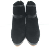 Loro Piana Platform Booties Black Leather & Suede Size 37.5 High Heel Ankle Boot