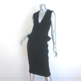 Bottega Veneta Sleeveless Ruffled Peplum Dress Black Wool Crepe Size 40